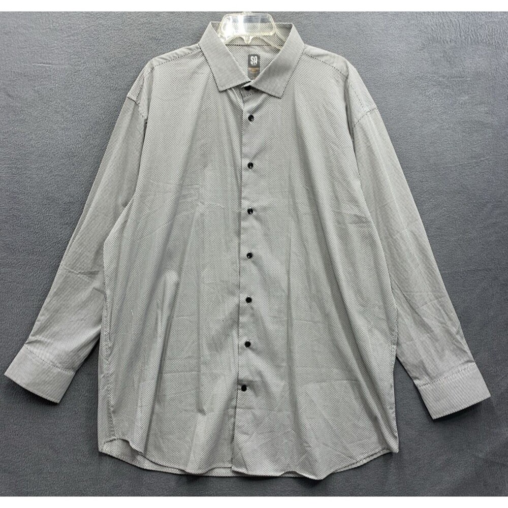 Stacy Adams Performance Tech Button Up Shirt Men's Modern Fit Polka Dot Size 19